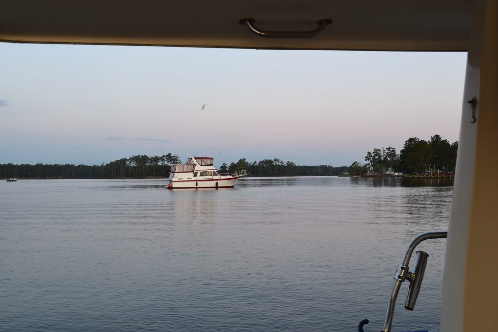 Only one other boat in the cove with us