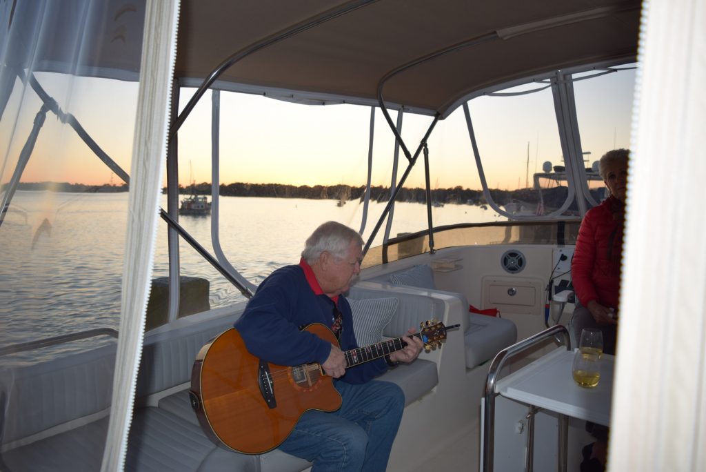 Bruce playing guitar for us aboard Scout