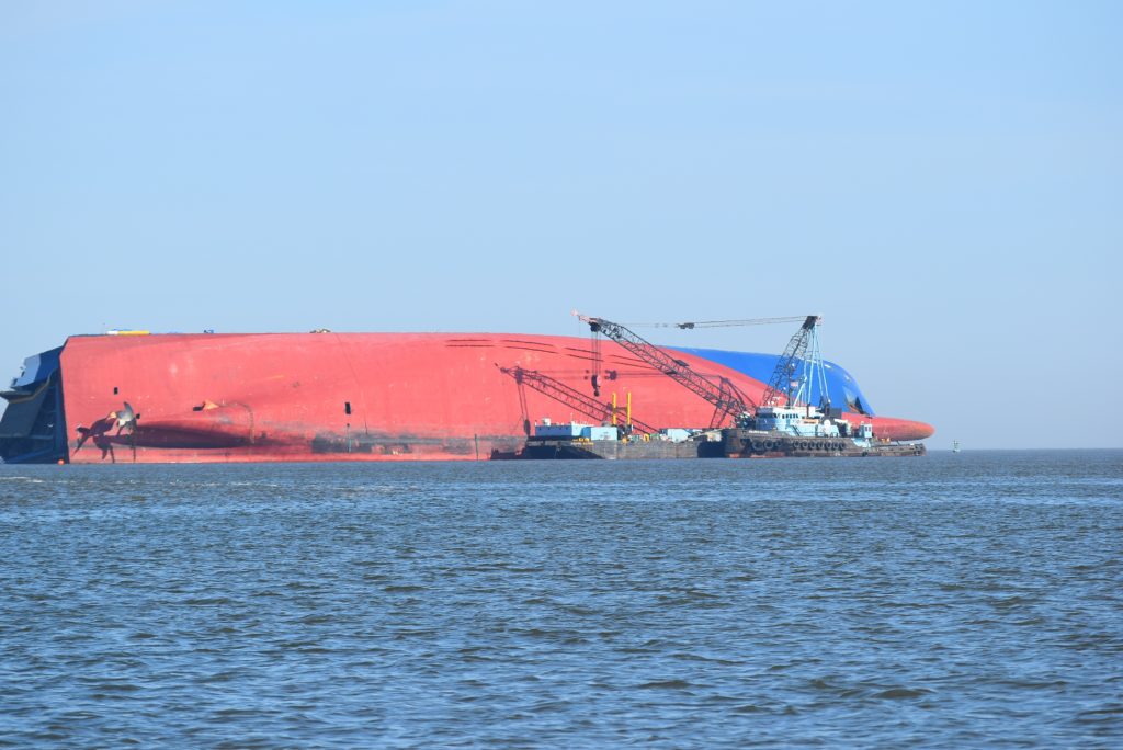 Oops, submerged car carrier