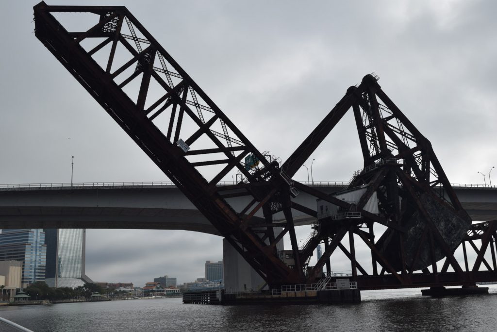 Railroad bridge opens to let us through