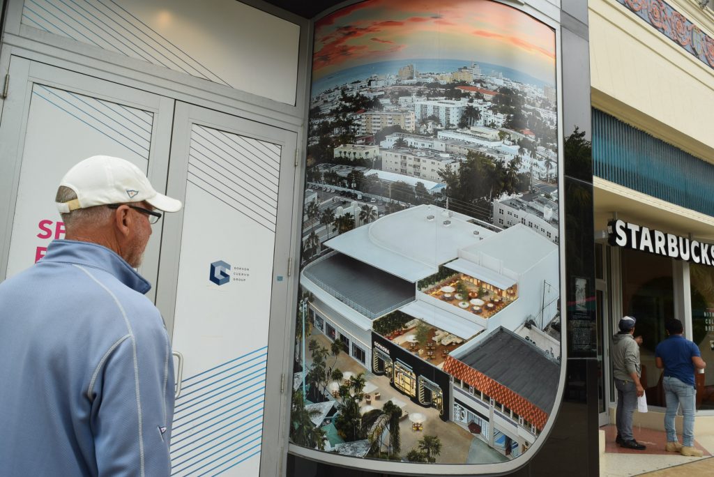 Photo on the wall. Overhead view of area