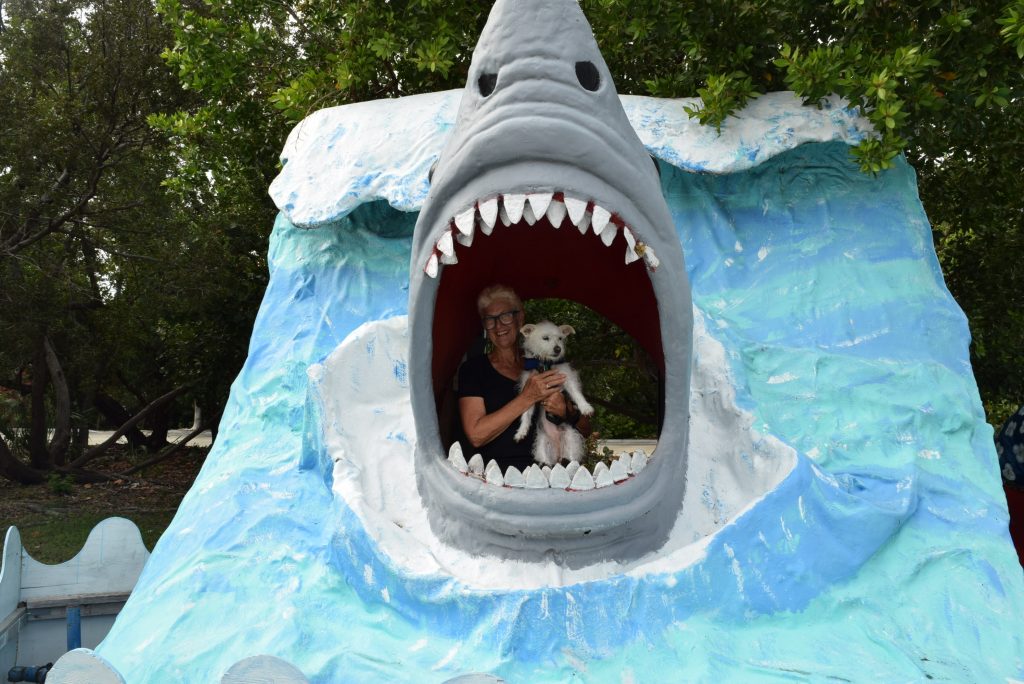 Sharon and Snooki in the sharks mouth in Marathon