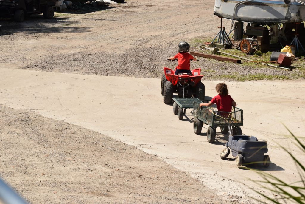 Boat yard kids wagon train