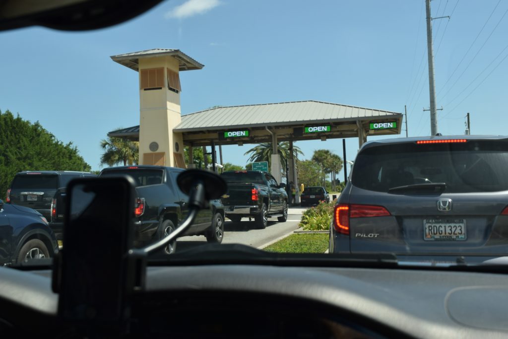 Entering the Island through security gates