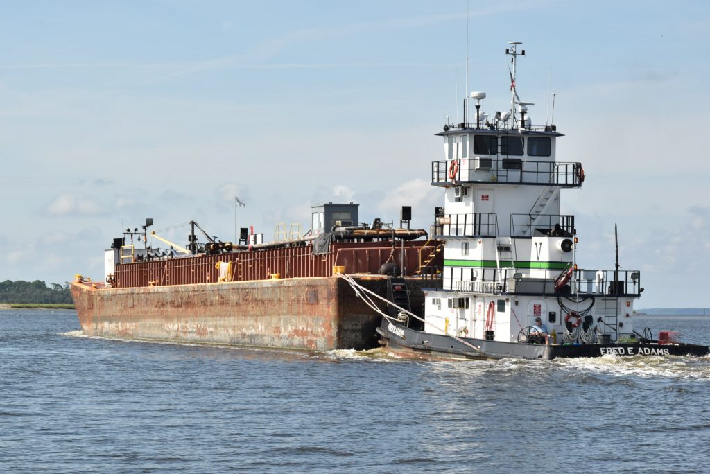 Barge passing by on our starboard side